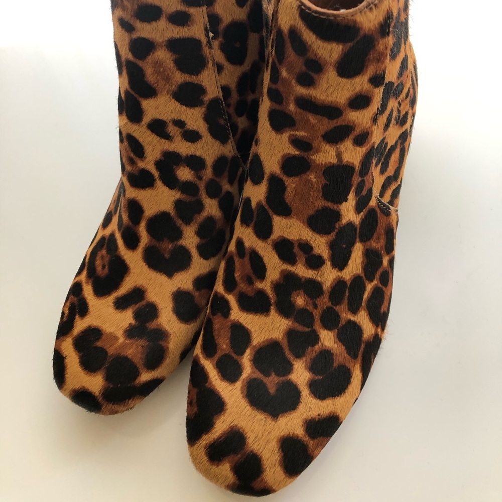 Madewell Jada Leopard Dyed Calf Hair Ankle Boots New Size 6